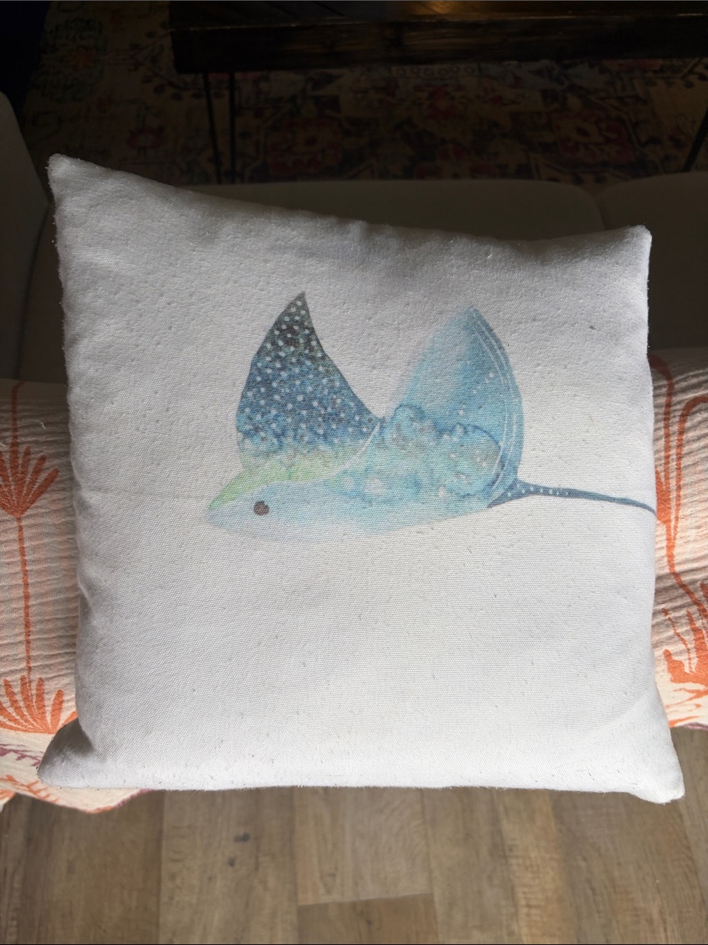 Ray Accent Pillow - Seafoam Blue Illustration